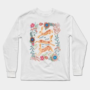 Leaping hare folk art motivational quote Long Sleeve T-Shirt